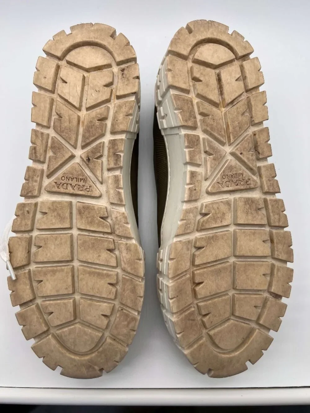 PRADA Re-Nylon Double Wheel Green Chunky Platform Sneakers Size 38.5